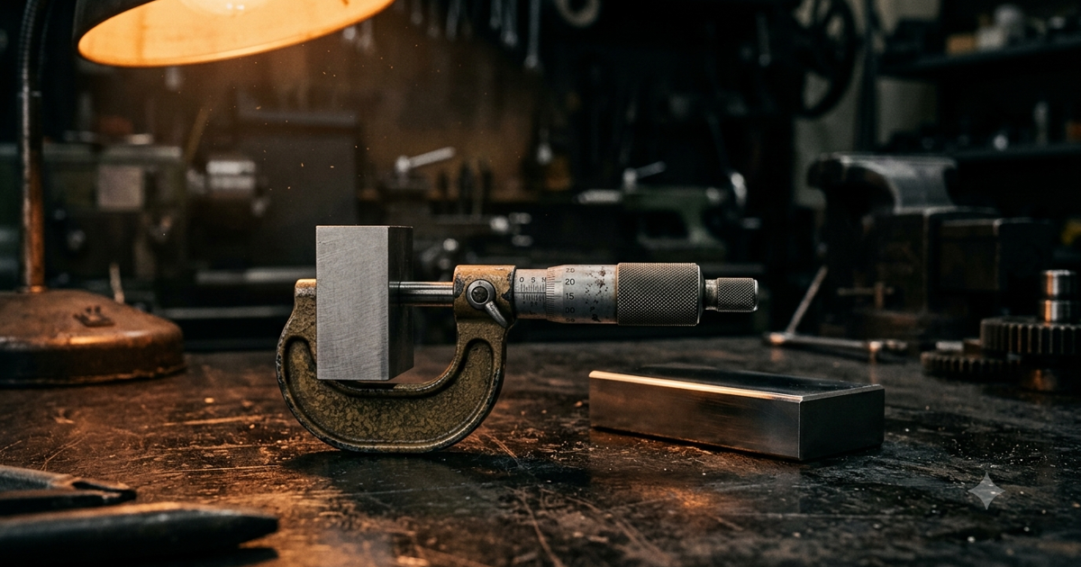 The Net Effect: a micrometer on a machinist's bench